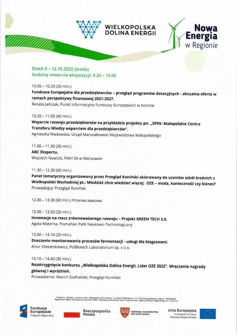 Agenda Targów OZE