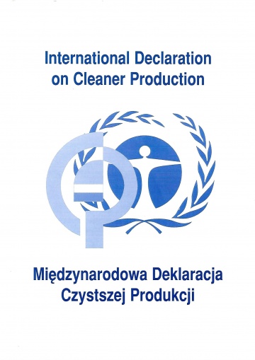 Spółka sygnatariuszem Międzynarodowej Deklaracji Czystszej Produkcji UNEP/ONZ....